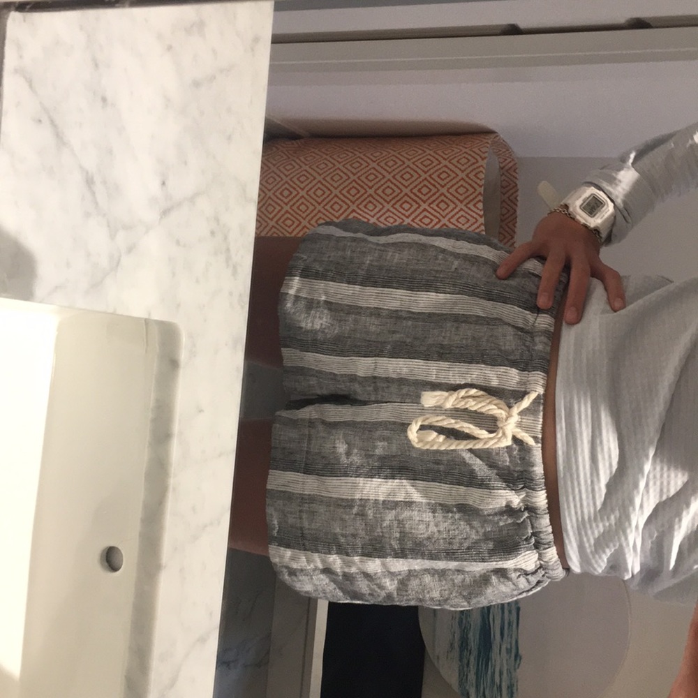 Flowy Grey and White Striped Shorts